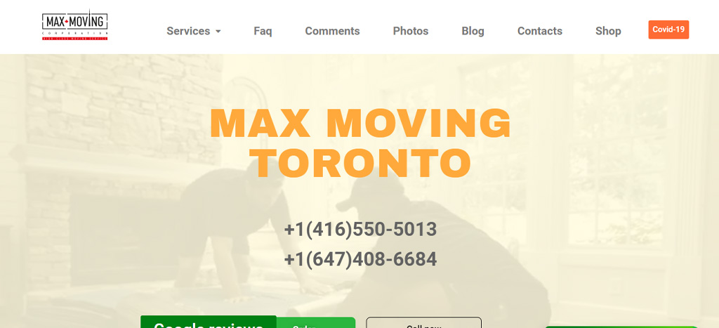 Max Moving Corporation Homepage