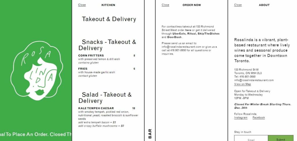 Rosalinda Restaurant's Homepage