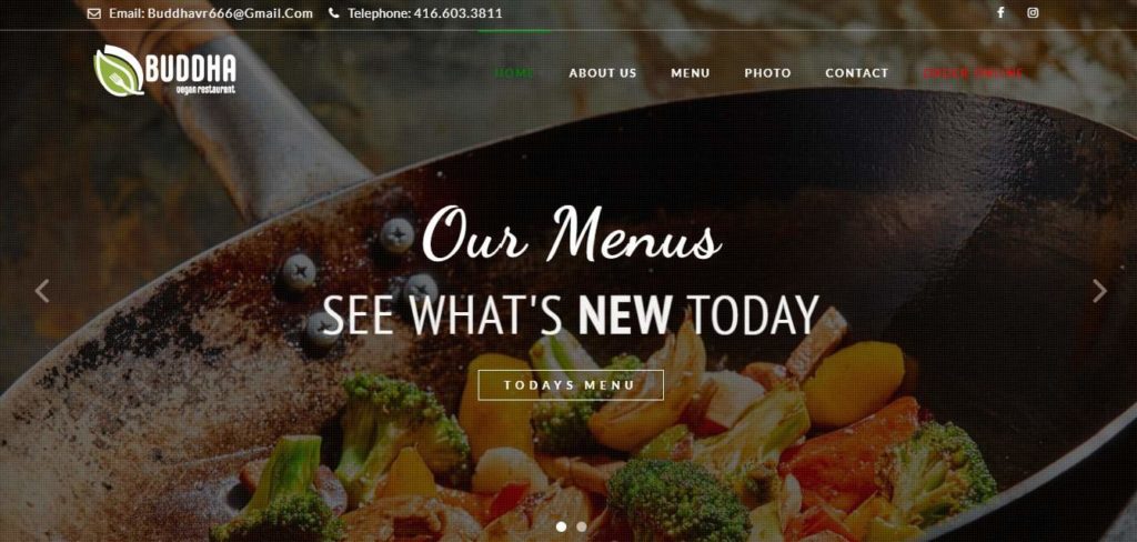 Buddha's Vegan Restaurant's Homepage