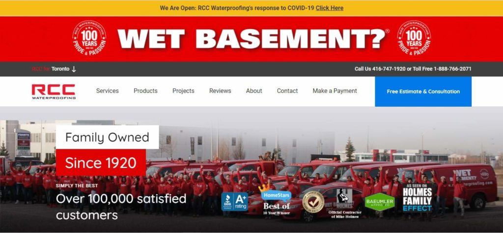 RCC Waterproofing Toronto's Homepage