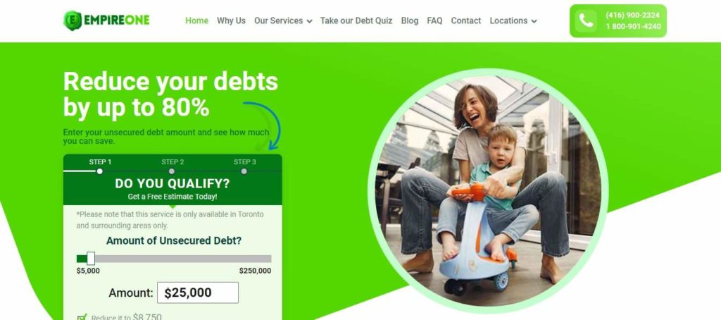 EmpireOne Credit Solutions' Homepage