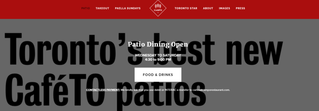 Campo Restaurant's Homepage