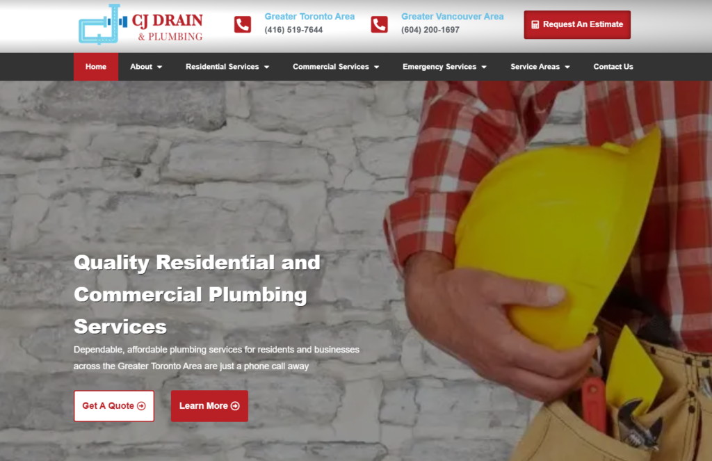 CJ Plumbing Homepage