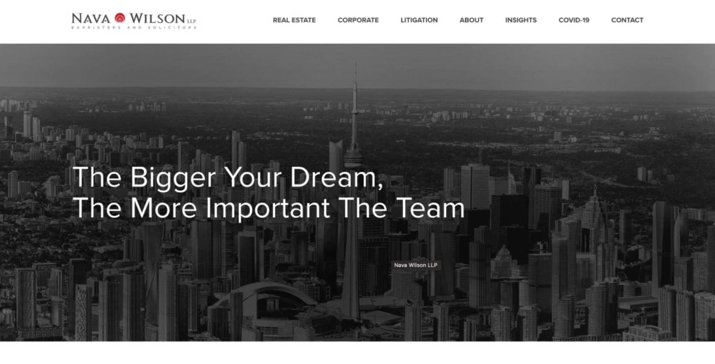 Nava Wilson LLP - Real Estate, Corporate & Litigation Lawyers' Homepage