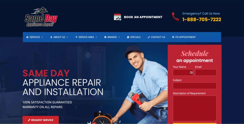 Same Day Appliance Repair's Homepage