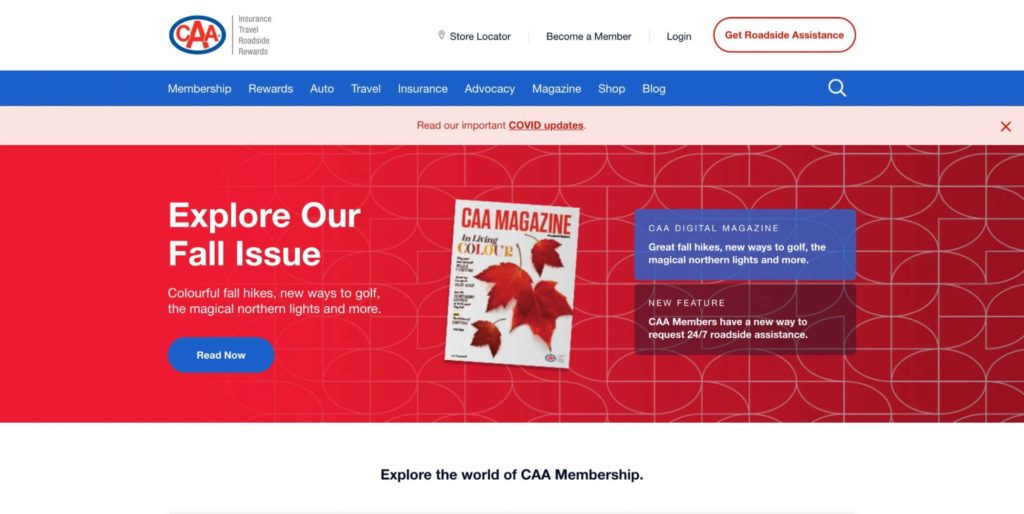 Canadian Auto Association (CAA)'s Homepage