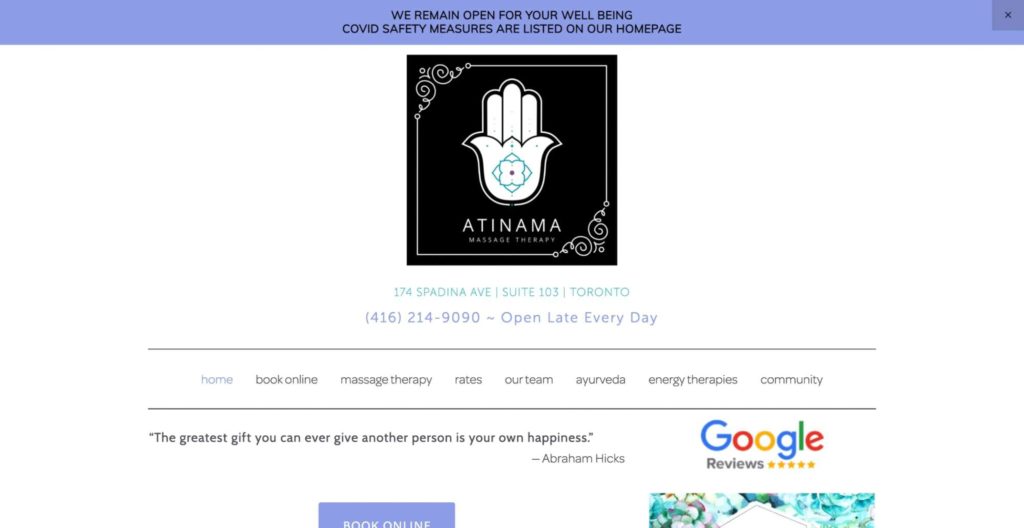 Atinama Massage Therapy's Homepage