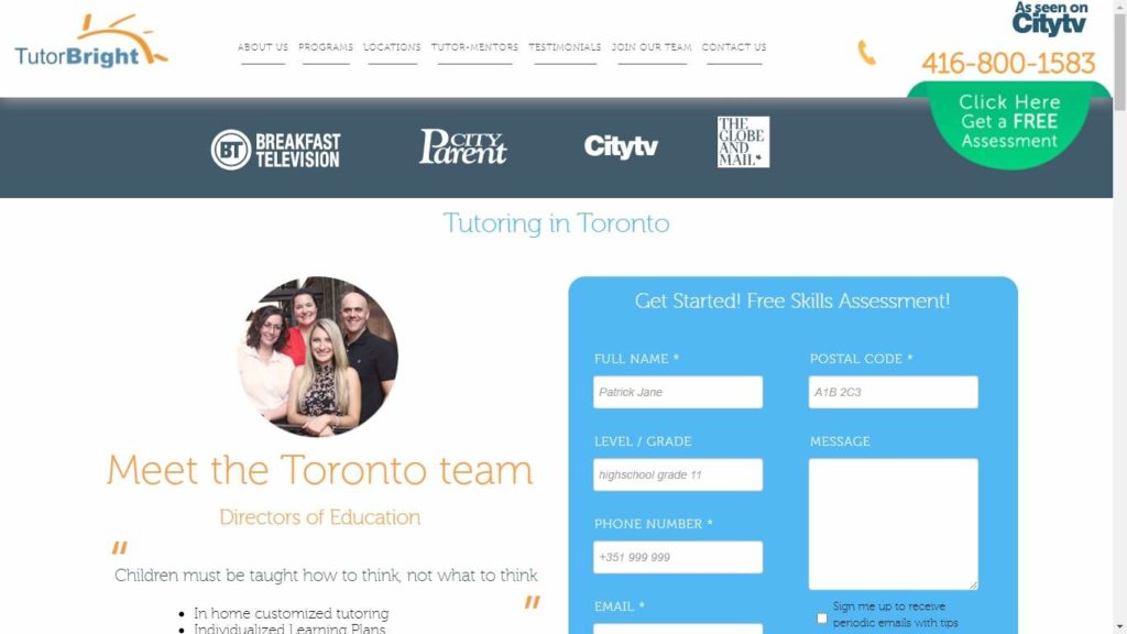 TutorBright Toronto's Homepage