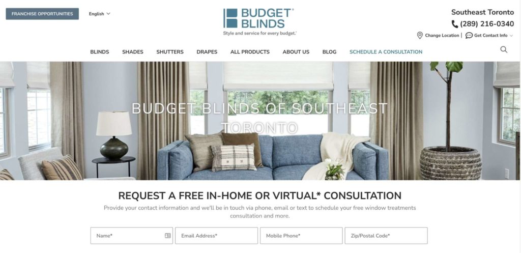 Budget Blinds of Southeast Toronto's Homepage