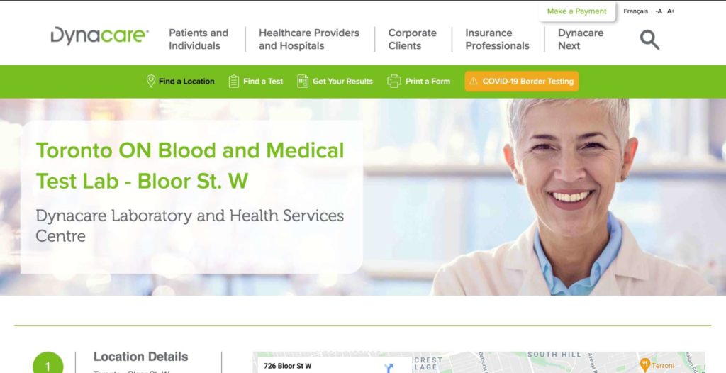 Dynacare Laboratory and Health Services Centre's Homepage