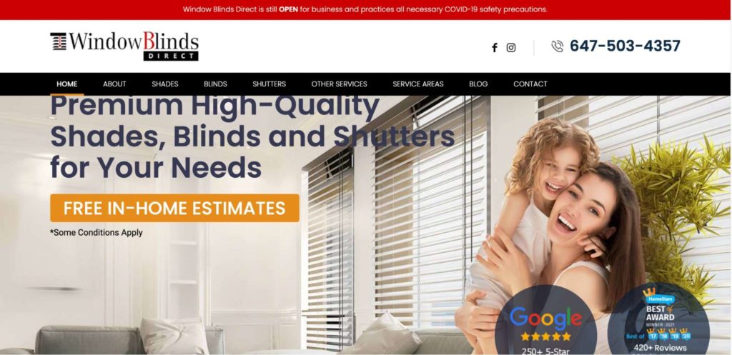 Window Blinds Direct's Homepage