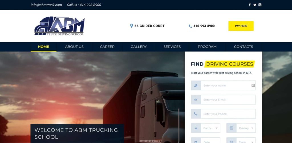 ABM Truck Driving School Homepage