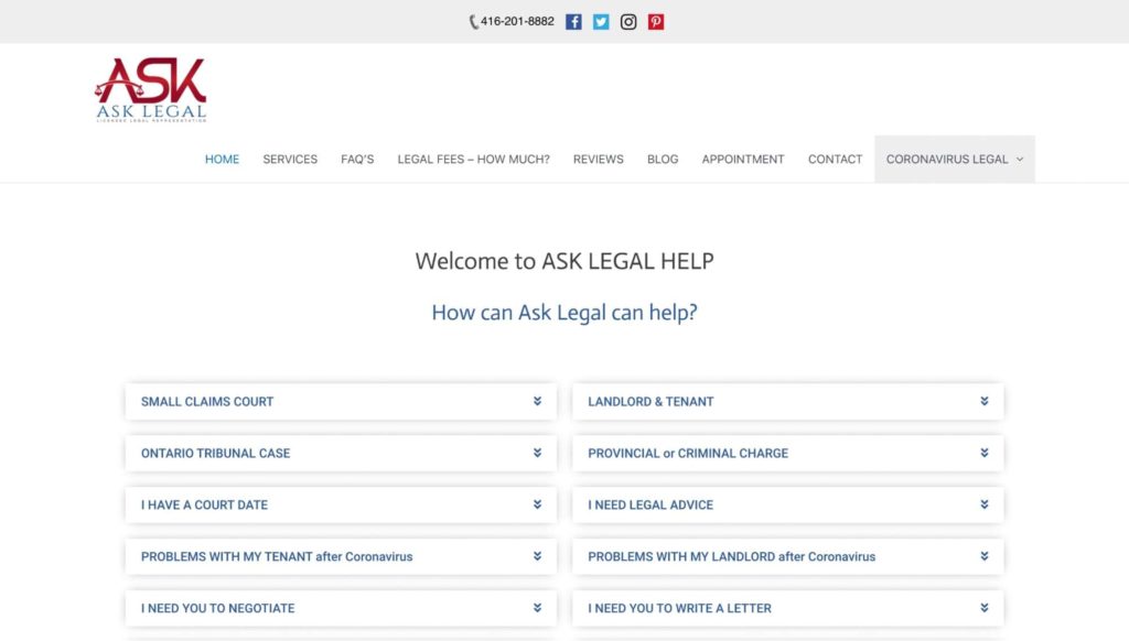 Ask Legal Homepage