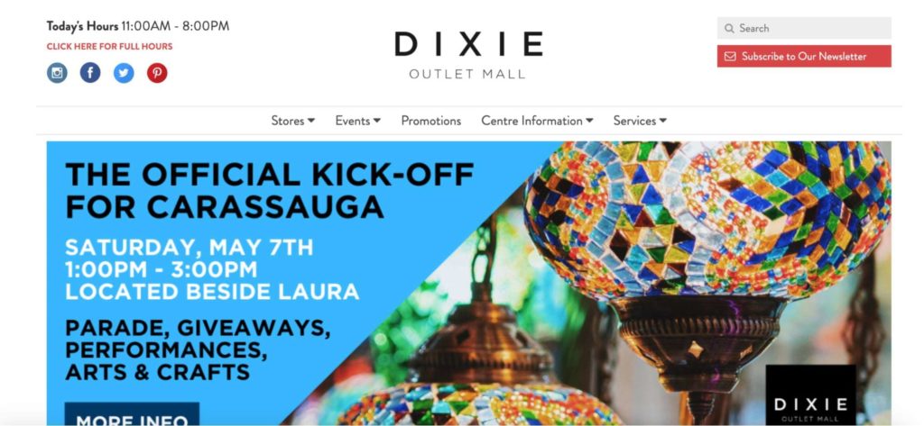 BONUS Dixie Outlet Mall homepage