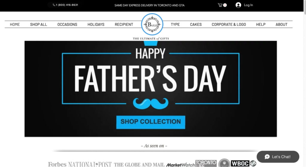 Butzi Gift Baskets Toronto Homepage