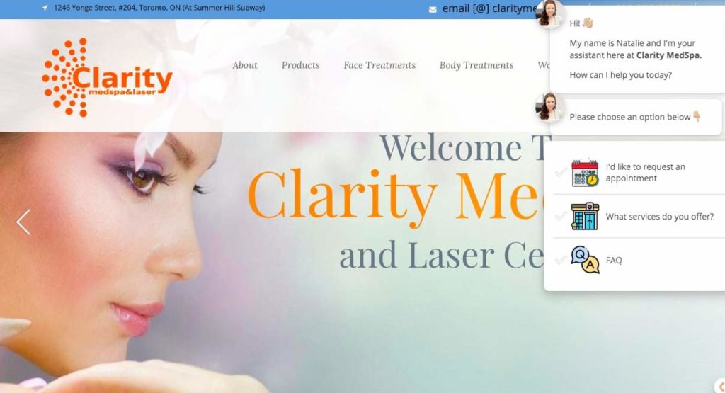 Clarity Med Spa and Laser Centre Homepage