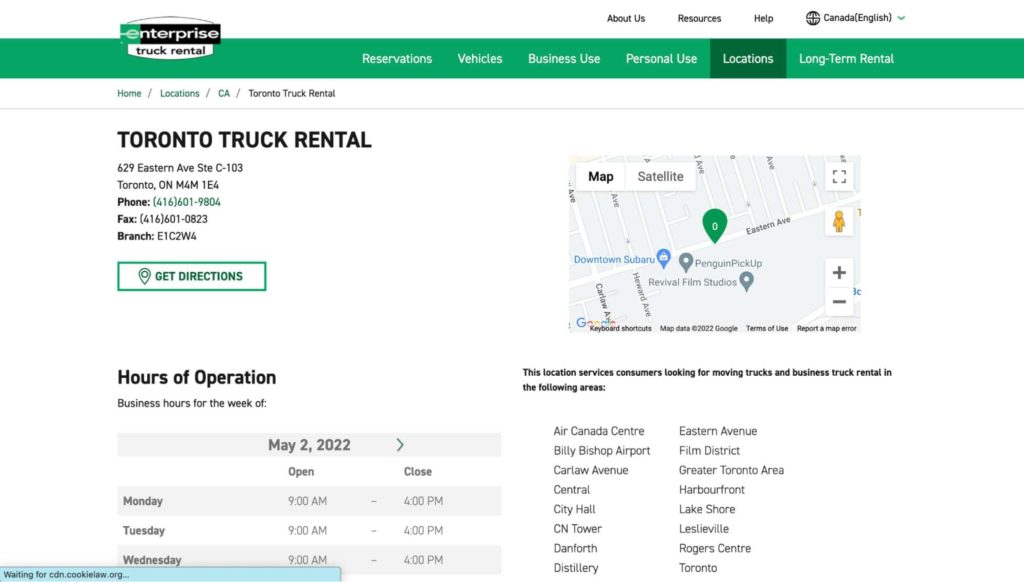 Enterprise Truck Rental Homepage
