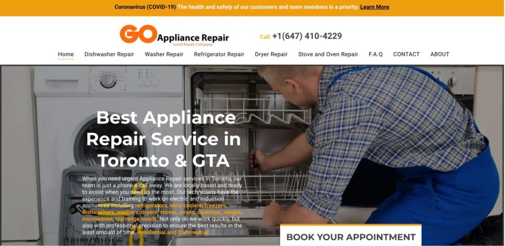 Go Appliance Repair Homepage