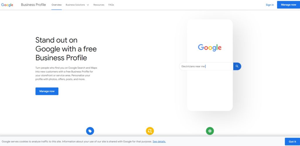 Google My Business Homepage