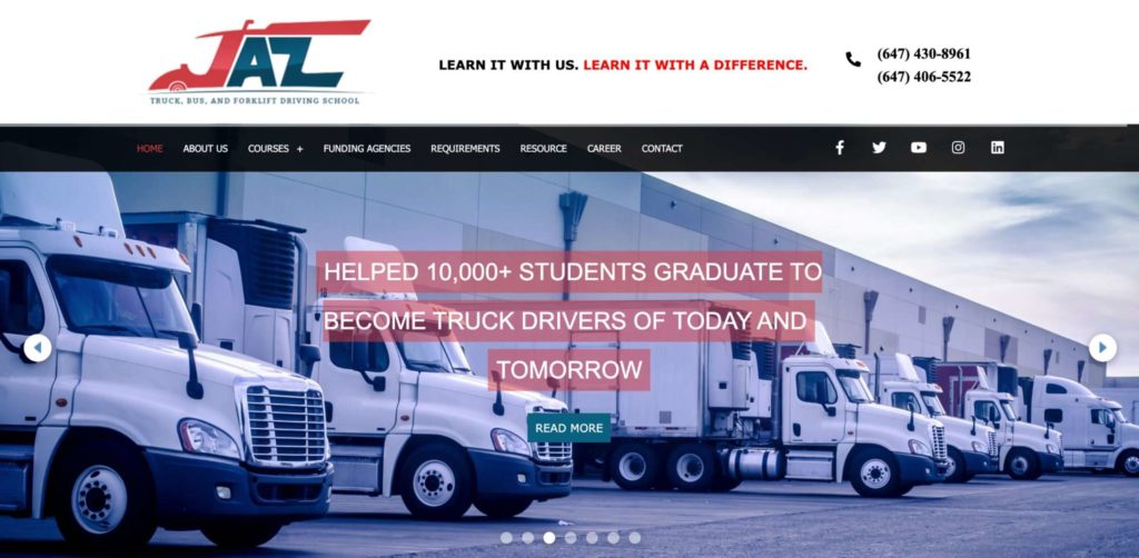 JAZ Truck, Bus & Forklift Driving School Homepage