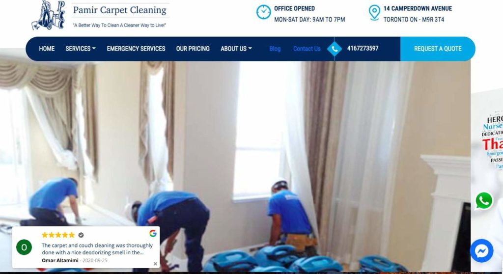 Pamir Carpet Cleaning Homepage