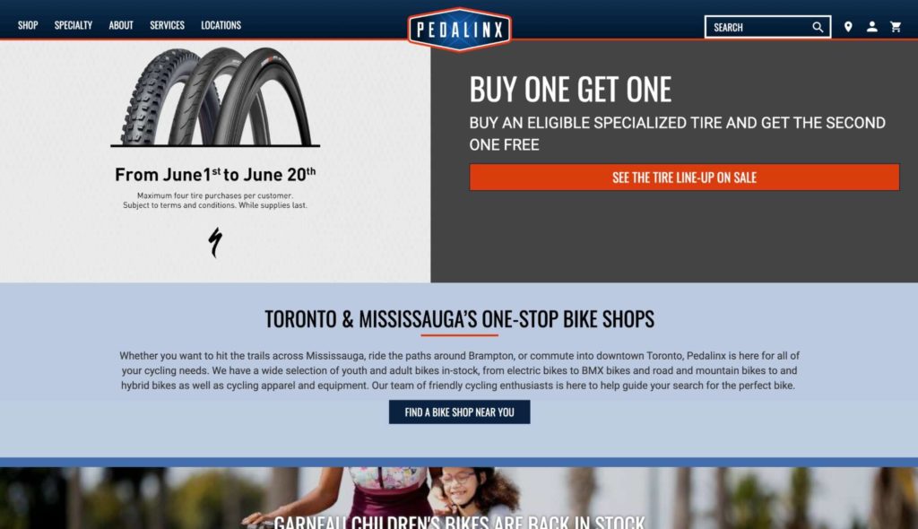 Pedalinx Bike Shop Homepage