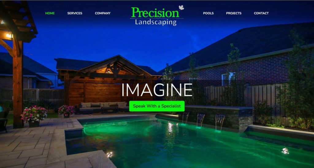 Precision Landscaping homepage