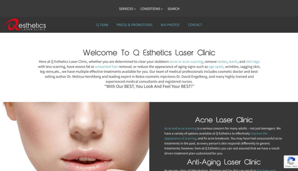Q Esthetics Laser Clinic Homepage