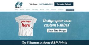 R&P Prints Screen Printing Services Homepage
