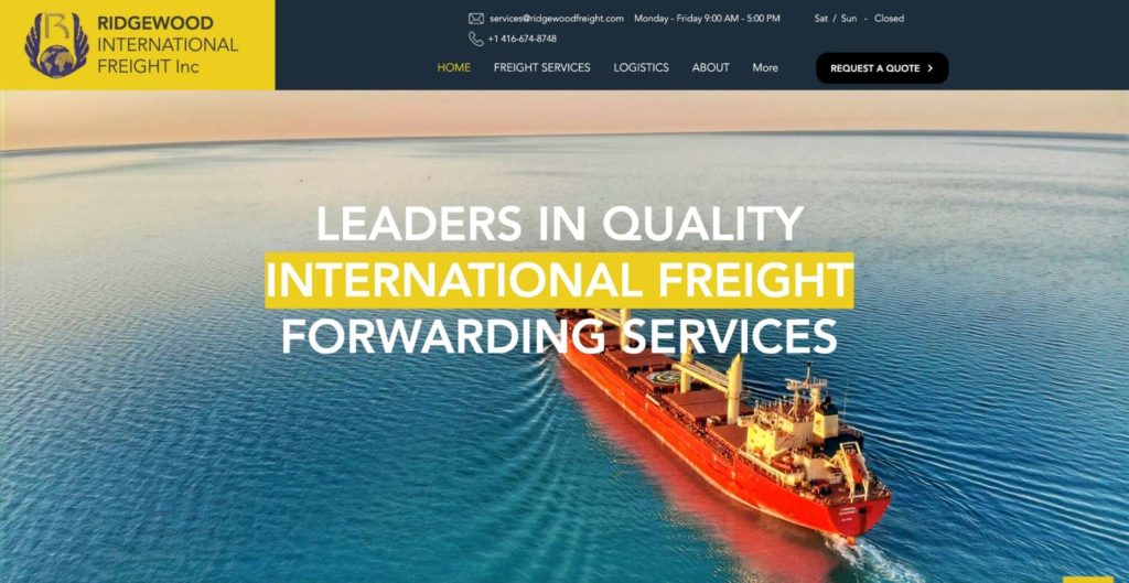 Ridgewood International Freight Inc. Homepage
