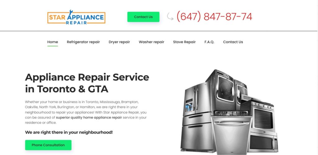Star Appliance Repair Homepage