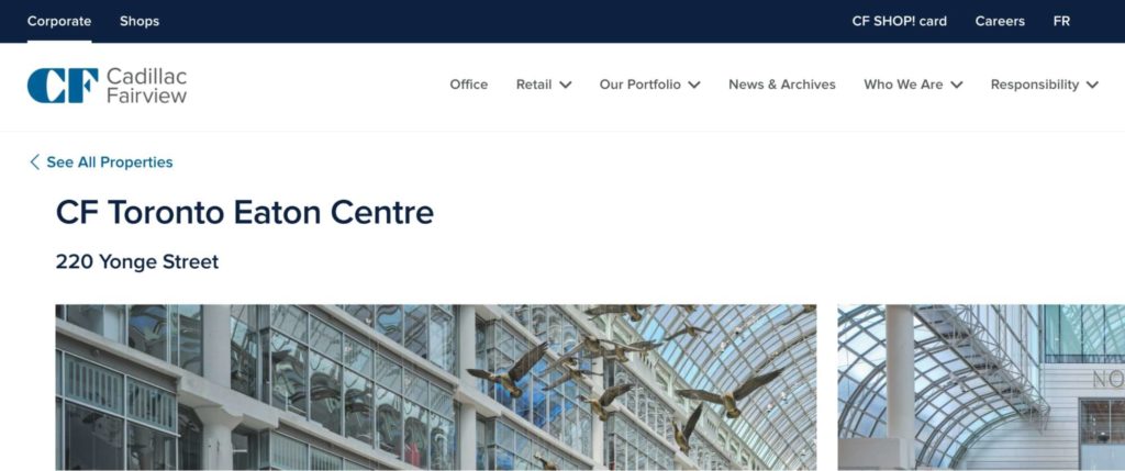 Toronto Eaton Centre Homepage