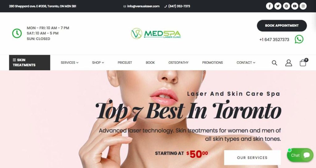 VS MedSpa Laser Clinic Homepage