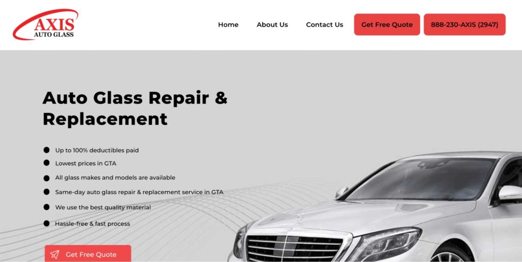Axis Auto Glass Homepage