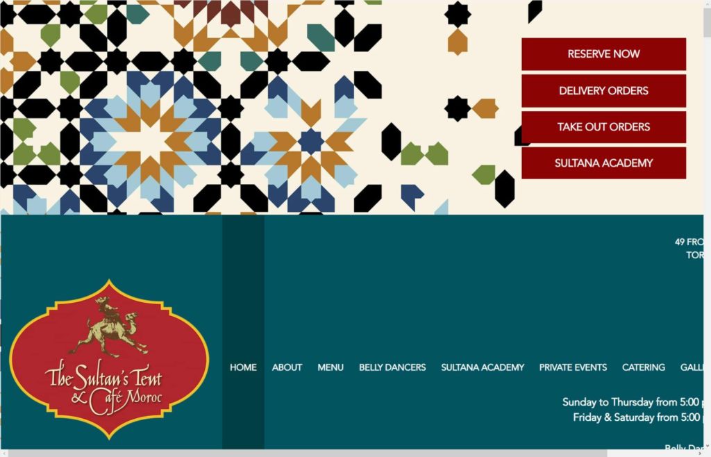 The Sultan's Tent and Cafe Moroc Homepage