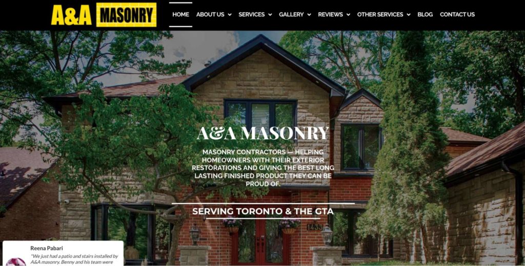A & A Masonry Inc. Homepage