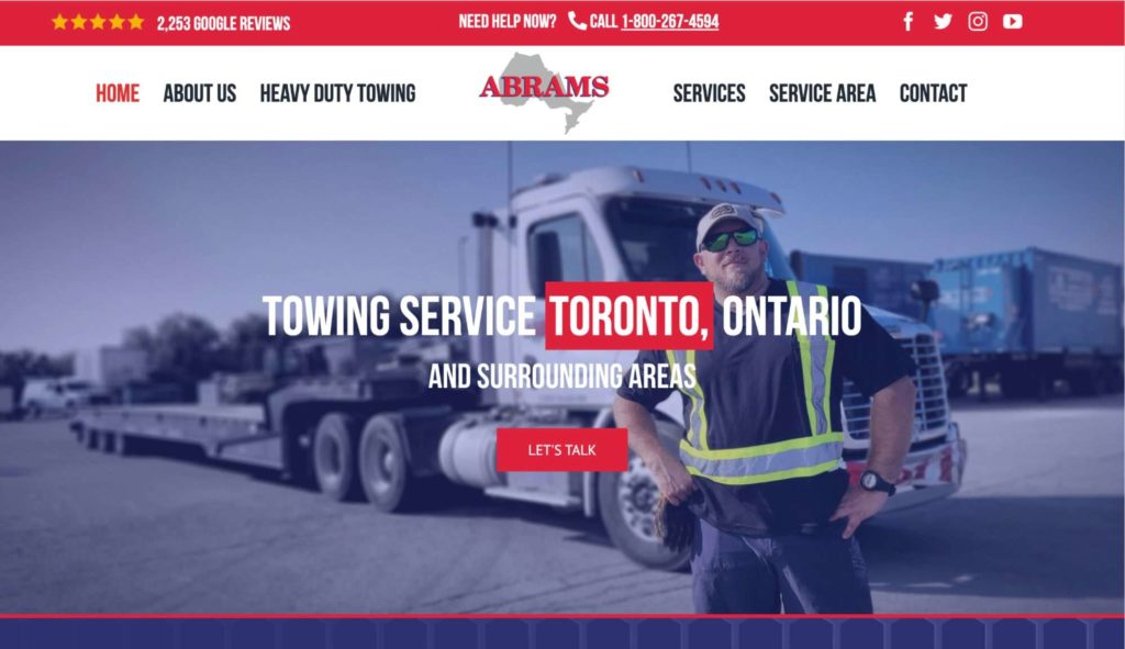 Abrams Towing Servic homepage