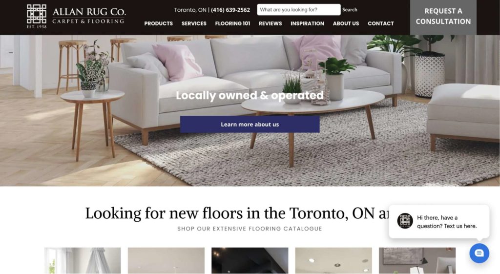 Allan Rug Co. Carpet homepage