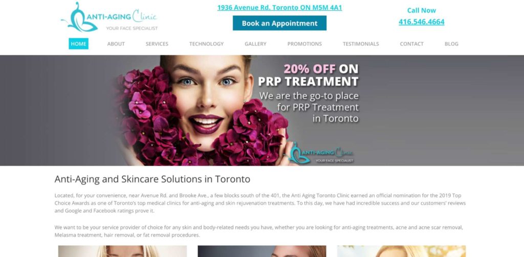 Anti-Aging Clinic homepage
