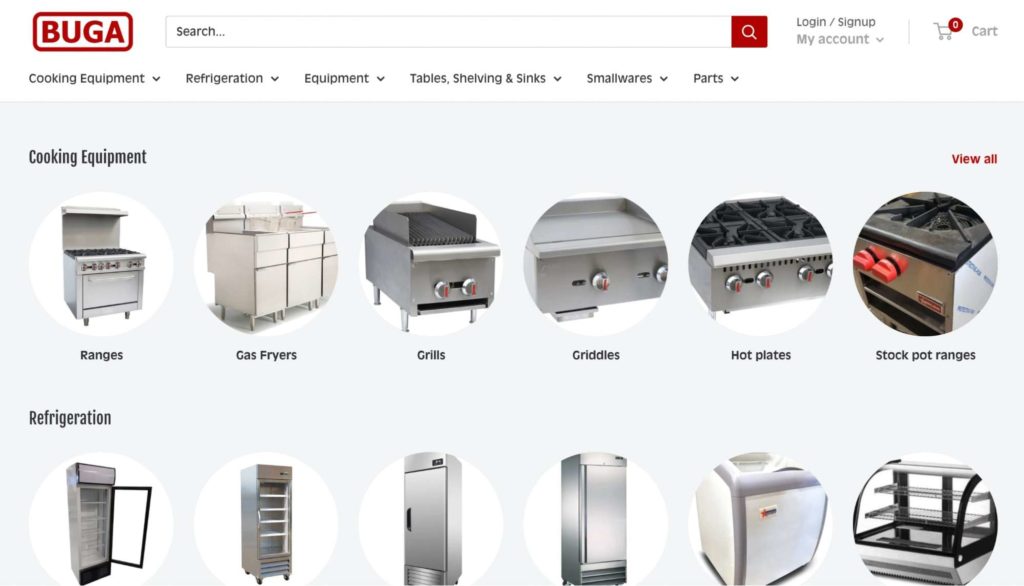 BUGA Food Equipmen homepage
