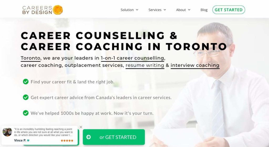Careers By Design homepage