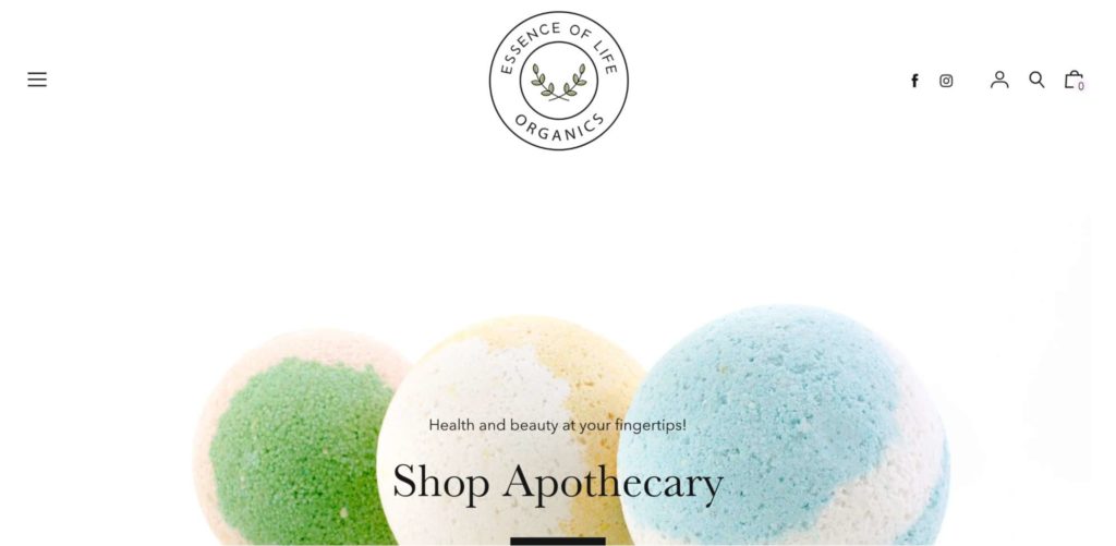 Essence of Life Organics homepage