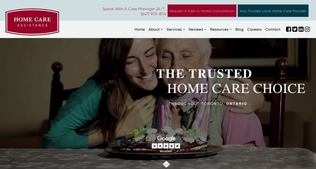 Home Care Assistance homepage