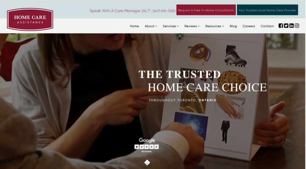 Home Care Assistance of Toronto Homepage
