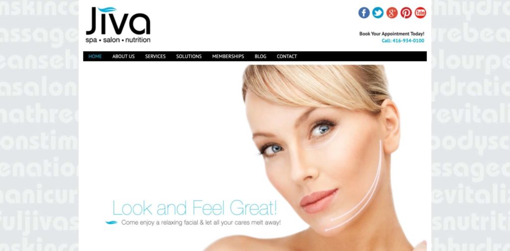 Jiva Spa homepage