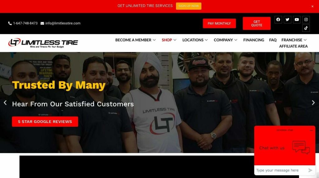 Limitless Tire Homepage