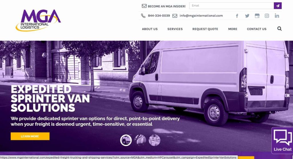 MGA International Logistics Homepage