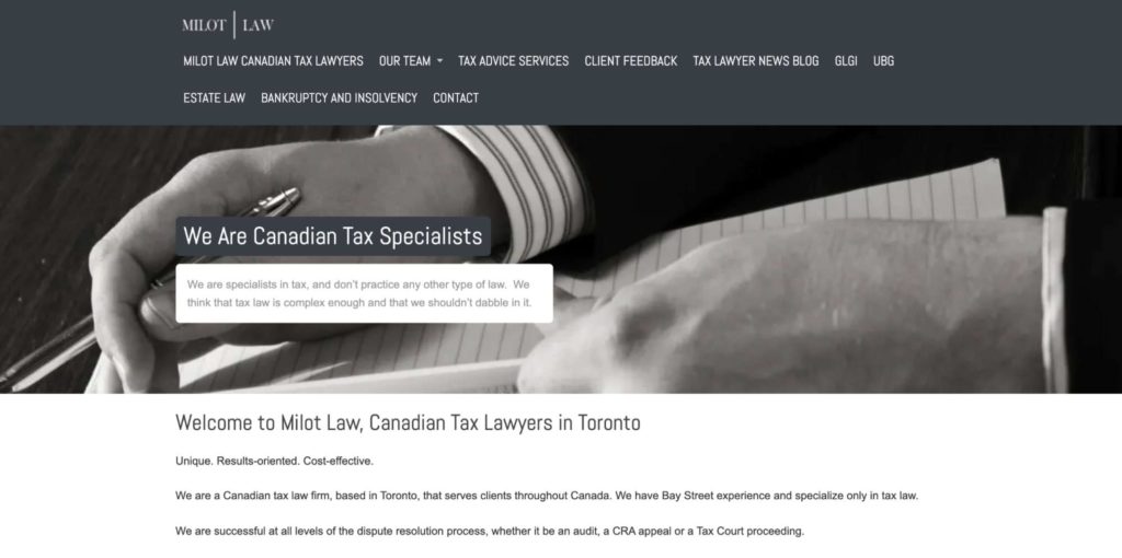 Milot Tax Law Homepage