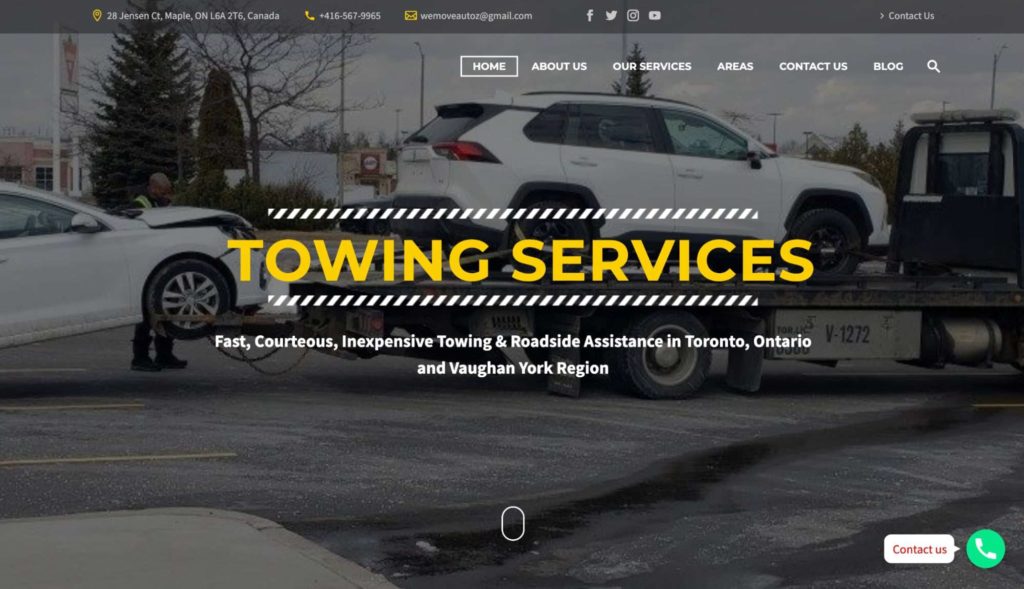MoveAutoz Towing Services Toronto homepage