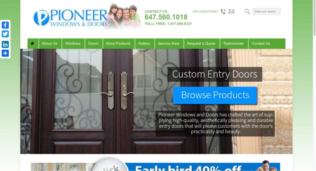 Pioneer Windows and Doors Homepage